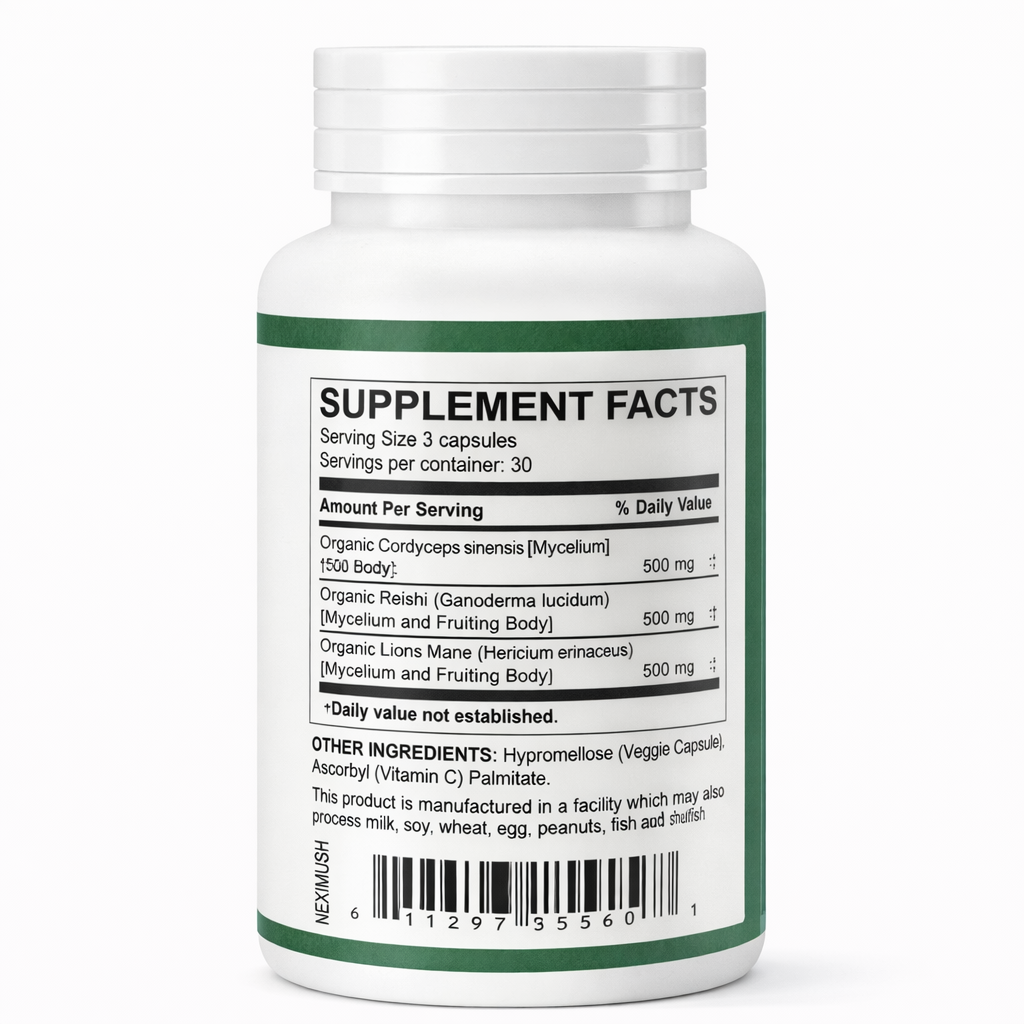 Triple Mushroom Complex Nexiherb - Cordyceps, Reishi, and Lion’s Mane 90 caps