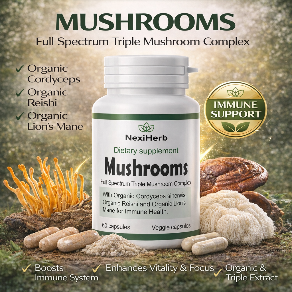 Triple Mushroom Complex Nexiherb - Cordyceps, Reishi, and Lion’s Mane 90 caps