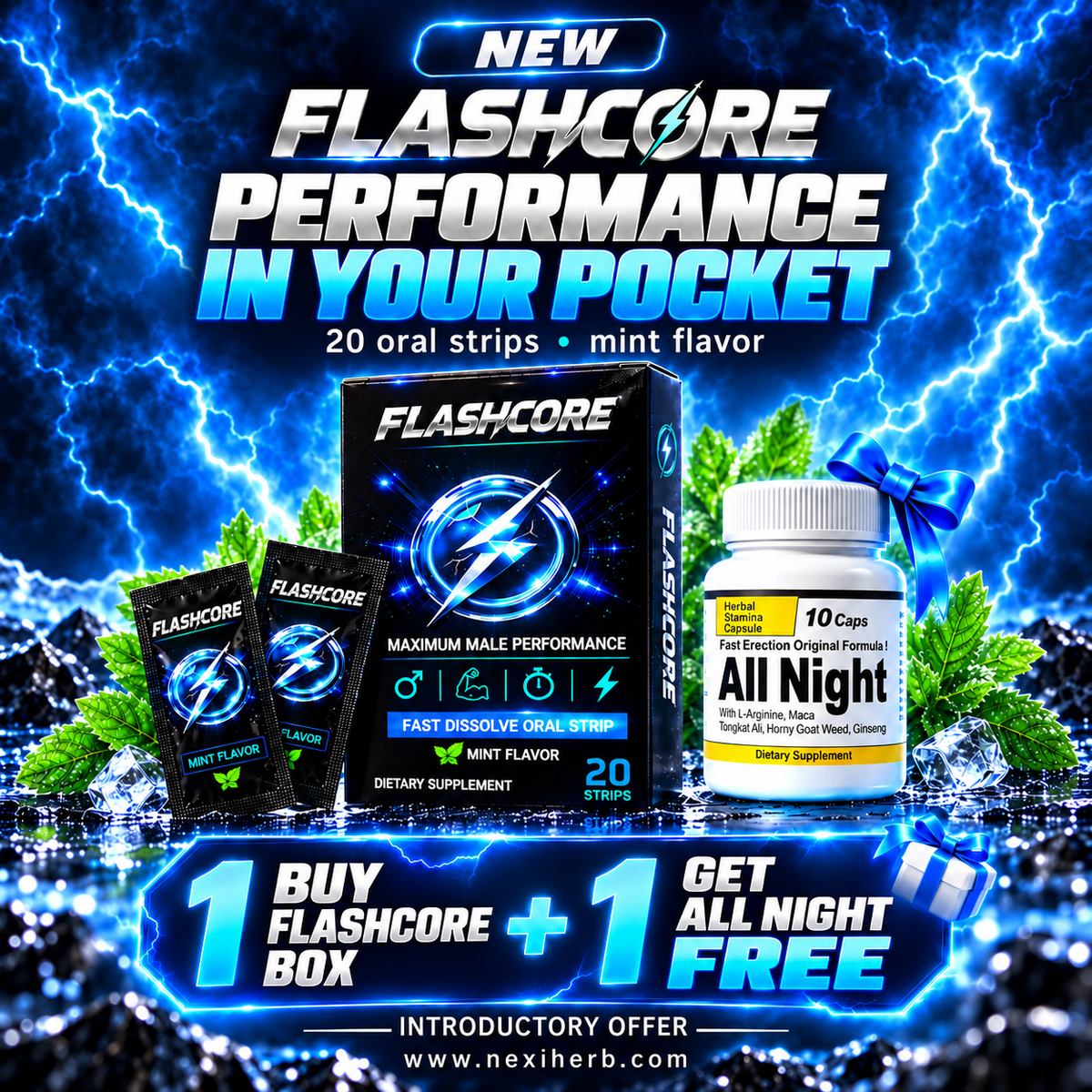 Flashcore 20 Oral Strip + All Night free 10 capsules